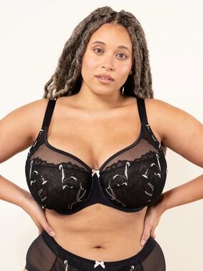 Understance Anya Sheer Black Embroidered Underwire Bra 34G NWT